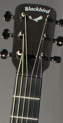 Top of a Blackbird Rider carbon fiber guitar