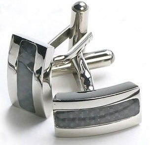 Carbon fiber/stainless steel cufflinks