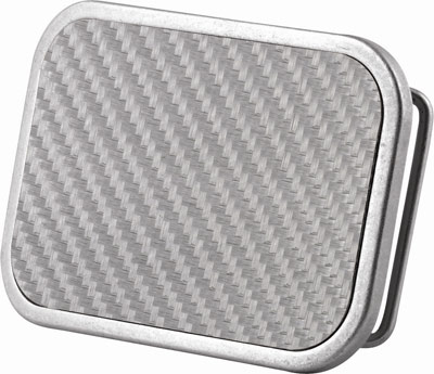 Silver carbon fiber belt buckle