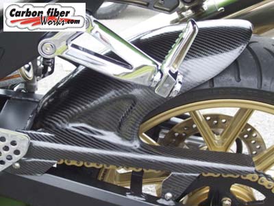 R1 carbon fiber tire hugger and chain guard