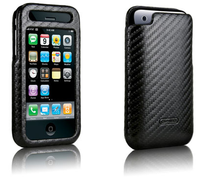 Case Mate Apple iPhone 3G carbon fiber leather black case