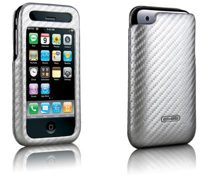 Case Mate Apple iPhone 3G carbon fiber leather silver case