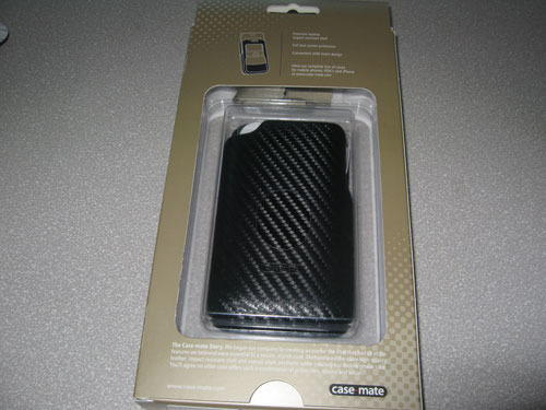 Case-Mate black carbon fiber leather iPhone 3G case in box back