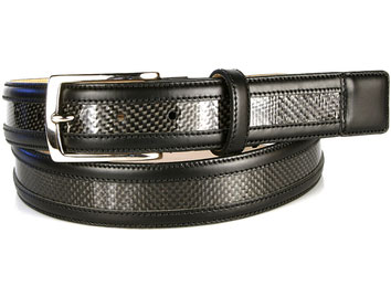 Michael Toschi carbon fiber and black leather belt