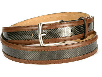 Michael Toschi carbon fiber and brown leather belt