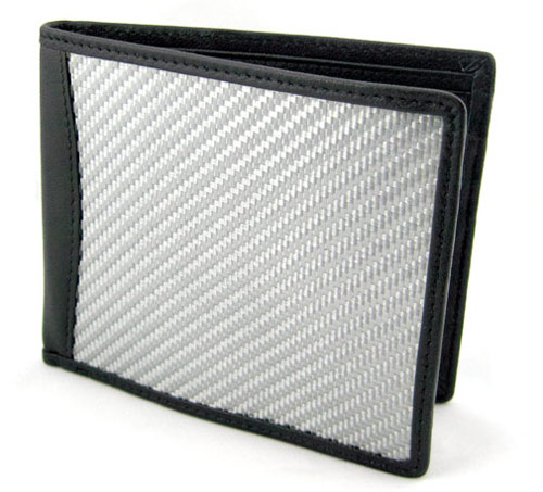 Silver carbon fiber wallet