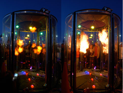 Hydrogen bubbles explode inside our polycarbonate chamber