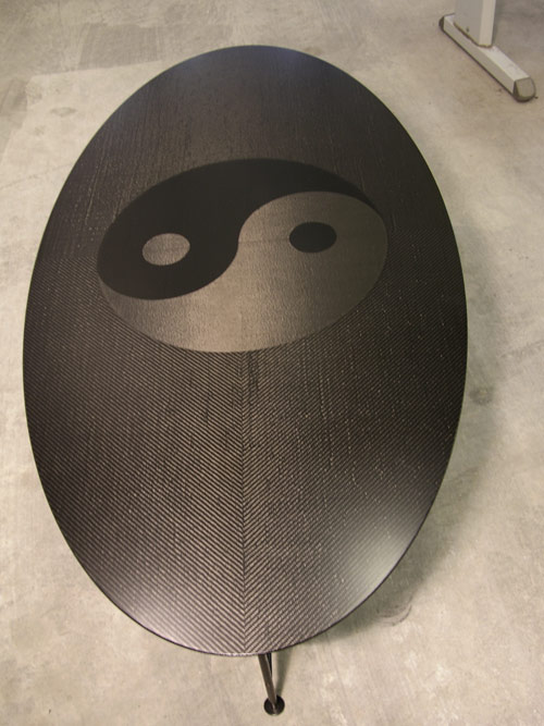 Carbon fiber ying yang coffee table