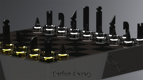 Carbon Luxury carbon fiber chess set