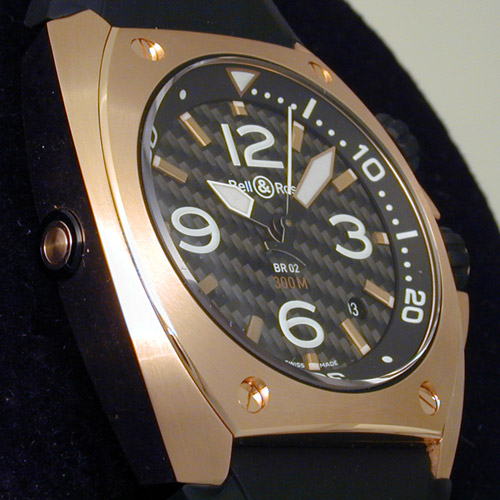 Bell & Ross BR-02 pink gold and carbon fiber watch