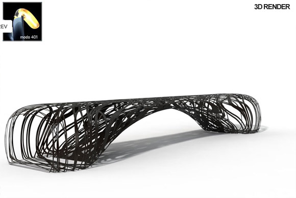 Peter Donders C-Bench carbon fiber bench 3D render