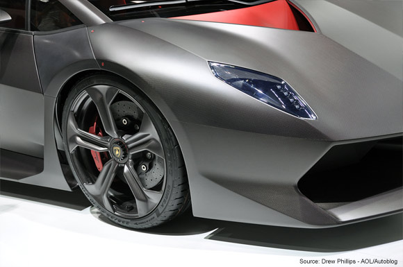 Up close carbon fiber on Lambooghini Sesto Elemento concept