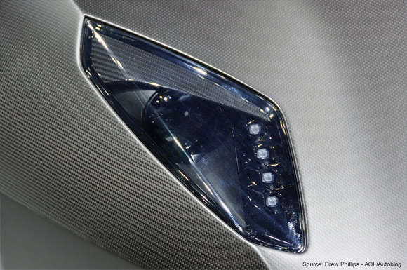 Up close carbon fiber on Lambooghini Sesto Elemento concept