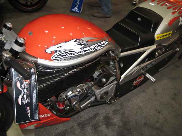 Harley Davidson drag bike with carbon fiber