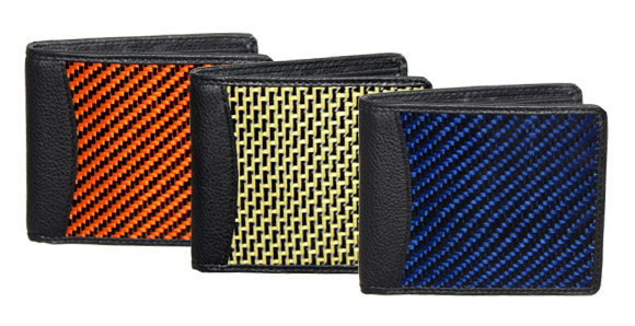 Colored carbon fiber wallets