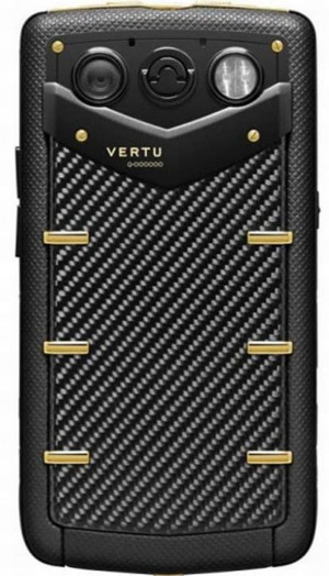 Vertu carbon fiber gold phone