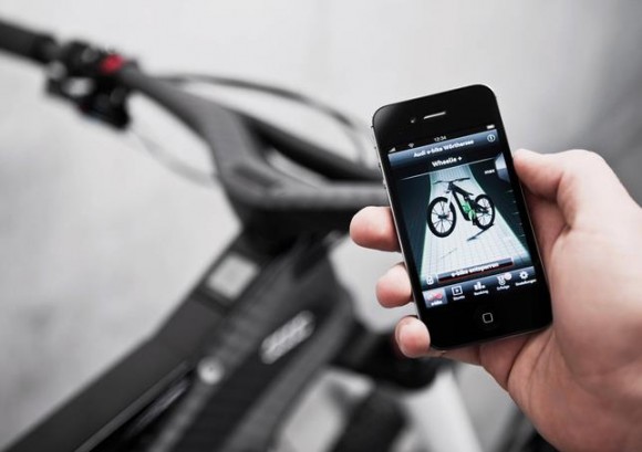 Audi carbon fiber e bike with iPhone