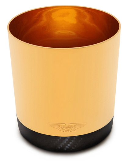 Aston Martin Grant Macdonald gold and carbon fiber champagne tumbler