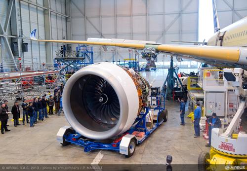 Rolls-Royce engines installed on A350 XWB MSN001