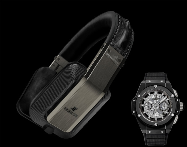 Hublot carbon fiber headphones with watch